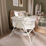 Dream On Me Karley Bassinet, Award Winner Lightweight Travel Baby Bassinet, Foldable Bedside Sleeper, Adjustable Double Canopy, Spacious Design, Soft Fabric, Storage Basket – French White