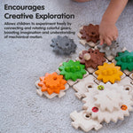 PlanToys® Wooden Gears & Puzzles Set | Montessori STEM Educational Toy | Wooden Gear Building Puzzle for Logical Thinking, Fine Motor Skills & Cause and Effect Learning