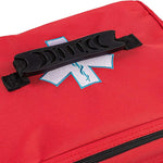 Scherber First Responder Fully-Stocked Professional Essentials EMT/EMS Trauma Kit | HSA/FSA Approved | Reflective Bag w/8 Zippered Pockets & Compartments & 200+ First Aid Supplies - Red