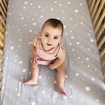 Newton Baby Fitted Crib Sheet (2-Pack) - Ultra Breathable and Soft, Organic Cotton, Fits All Standard Cribs, Stardust Grey & Plain White