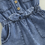 Ledy Champswiin Summer Toddler Girl Jumpsuit Shorts Little Girl Overalls Clothes Baby Jean Romper Jumpsuit One Piece Outfit (Blue, 12-18 Months)