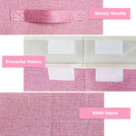 VERONLY Large Collapsible Toy Storage Box with Lid & Handles - Kids Organizer Chest for Toys, Clothes, Blankets (Pink, Nursery, Playroom, Bedroom)-24.5''×13''×16''