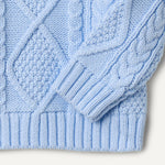Amazon Essentials x Sofia Grainge Toddler Boys' Cable Crewneck Sweater, Light Blue, 2T