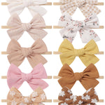 doboi 10PCS Baby Girls Headbands Hair Bows Nylon Linen Hairbands Handmade Hair Accessories for Newborn Infant Toddlers Little Girl and Kids 3.5Inches
