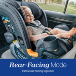Chicco OneFit LX ClearTex All-in-One Car Seat with LeverLock Installation, Slim Design, Convertible Car Seat, Seat for Infants and Children 5-100 lbs, Smoke/Grey
