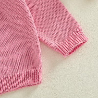 Motlapol Toddler Baby Boy Girl Christmas Outfit Tree Print Oversized Long Sleeve Crewneck Knit Sweater Winter Holiday Clothes (Easter Bunny Pink, 12-18 Months)