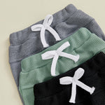 allshope Toddler Baby Boy Fall Pants Active Jogger Casual Athletic Trousers Solid Color Pocket Elastic Waist Harem Bottoms (Waffle Grey Green Black, 12-18 Months)