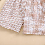 Arvbitana Toddler Kids Baby Boy Girl Gingham Seersucker Shorts Elastic Waist Striped Shorts Summer Casual Short Pants Bottoms (US, Age, 9 Months, 12 Months, D-Khaki)