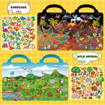 Kalysky 6Set Puffy Sticker Books for Kids 2-4, 3D Reusable Stickers Books for Toddlers 1-3 2-4,Farm+Animal+Dinosaurs+Ocean World+Space+Vehicle