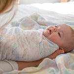 aden + anais 100% Organic Cotton Muslin Swaddle, Breathable Baby Blanket, Ideal for Boys, Girls, Newborns, Babies & Infants, Receiving Blanket, Soft Lightweight Wrap, 2 Pack, Above The Clouds