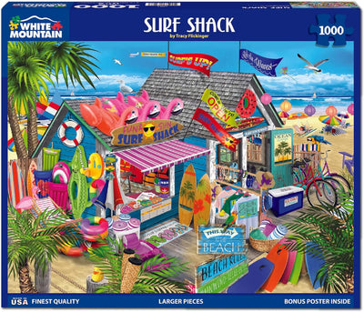 White Mountain Surf Shack 1000 Piece Puzzle for Adults Beach Summer Jigsaw Puzzles for Grandparents Adult Family