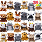 JOYIN 24 Pack Mini Animal Plush Toy Assortment, Animals Keychain Decoration for Kids, Small Stuffed Animal Bulk for Kids, Carnival Prizes, School Gifts, Halloween Goodie Bags
