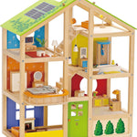 All Seasons Kids Wooden Dollhouse by Hape | Award Winning 3 Story Dolls House Toy with Furniture, Accessories, Movable Stairs and Reversible Season Theme L: 23.6, W: 11.8, H: 28.9 inch