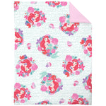 Disney Ariel Sea Garden 4 Piece Toddler Bed Set - Comforter, Fitted Sheet, Flat Top Sheet, Reversible Standard Size Pillowcase, Pink and Aqua