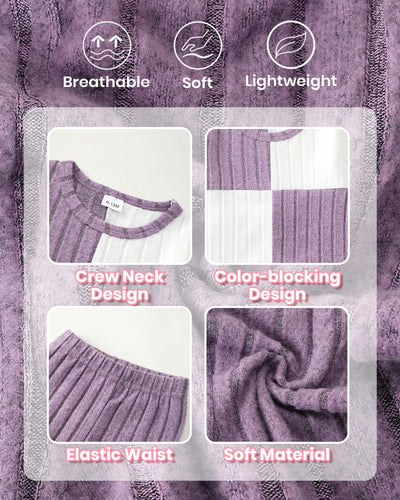 2T 3T Girl Clothes Long Sleeve Purple Shirts Knit Pants Soft Leggings Little Girl 2 Piece Cute Outfit Toddler Fall Winter Clothes