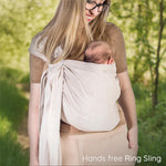 Ring Sling Baby Carrier - USA Lab Tested, 100% Natural Cotton Muslin, Breathable & Ergonomic Ring Sling Beige