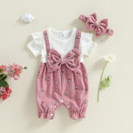 YINGISFITM Newborn Baby Girl Clothes Summer Short Sleeve Romper Floral Bow Short Jumpsuit Infant Cute Outfits (Pink, 3-6 Months)