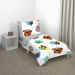 Disney Muppet Babies Friendship Turquoise, Grey, Yellow, Orange and White 4 Piece Toddler Bed Set