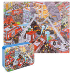 LELEMON Puzzles for Kids Ages 4-8,Fire Fighting 100 Piece Puzzles for Kids,Educational Kids Puzzles Jigsaw Puzzles in a Metal Box,Children 100 Piece Puzzle Games Puzzle Toys for Girls and Boys