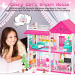 Princess'Castle House for Girls, Dollhouse Playset, 2-Story 4 Rooms Playhouse with 1 Doll Toy Figure and Furniture & Accessories, Toy Gifts for Kids 3 4 5 6 7 8 9+ Year Old