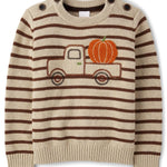 Gymboree,Boys,and Toddler Long Sleeve Embroidered Crew Neck Pullover Sweater,Harvest Stripe Truck,6