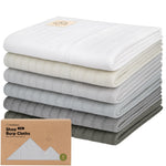 KeaBabies Organic Cotton Burp Cloths Baby Girl, Boy - 6-Pack Large Burping Clothes for Babies, Spit Up Rags, Super Soft & Absorbent Newborn Wash Towels, Gender Neutral, Non-Shrink (Stria, Granite)