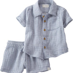 Little Planet by Carter's Boy 2-piece Shorts Set made with Organic Cotton, Navy Stripes, 12M