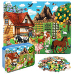 LELEMON Puzzles for Kids Ages 4-6, Farm Puzzle 60 Piece Puzzles for Kids in a Metal Box, Educational Kids Puzzles Jigsaw Puzzles Childrens Puzzle Games Puzzle Toys for Girls and Boys