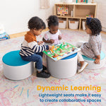 ECR4Kids SoftZone Colorful Round Ottoman Seating Set, Classroom Furniture, Contemporary, 3-Piece