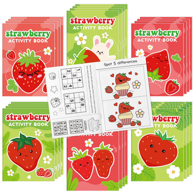 Summer Activity Books for Kids - 24Pcs Coloring Fruits Books Set Bulk Summer Tropical Search Mazes Word Scramble Games Mini Books for Party Goodie Bags Stuffers School Classroom Favors