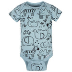 Gerber Baby 8-Pack Short Sleeve Onesies Bodysuits, Jungle Blue, 0-3 Months