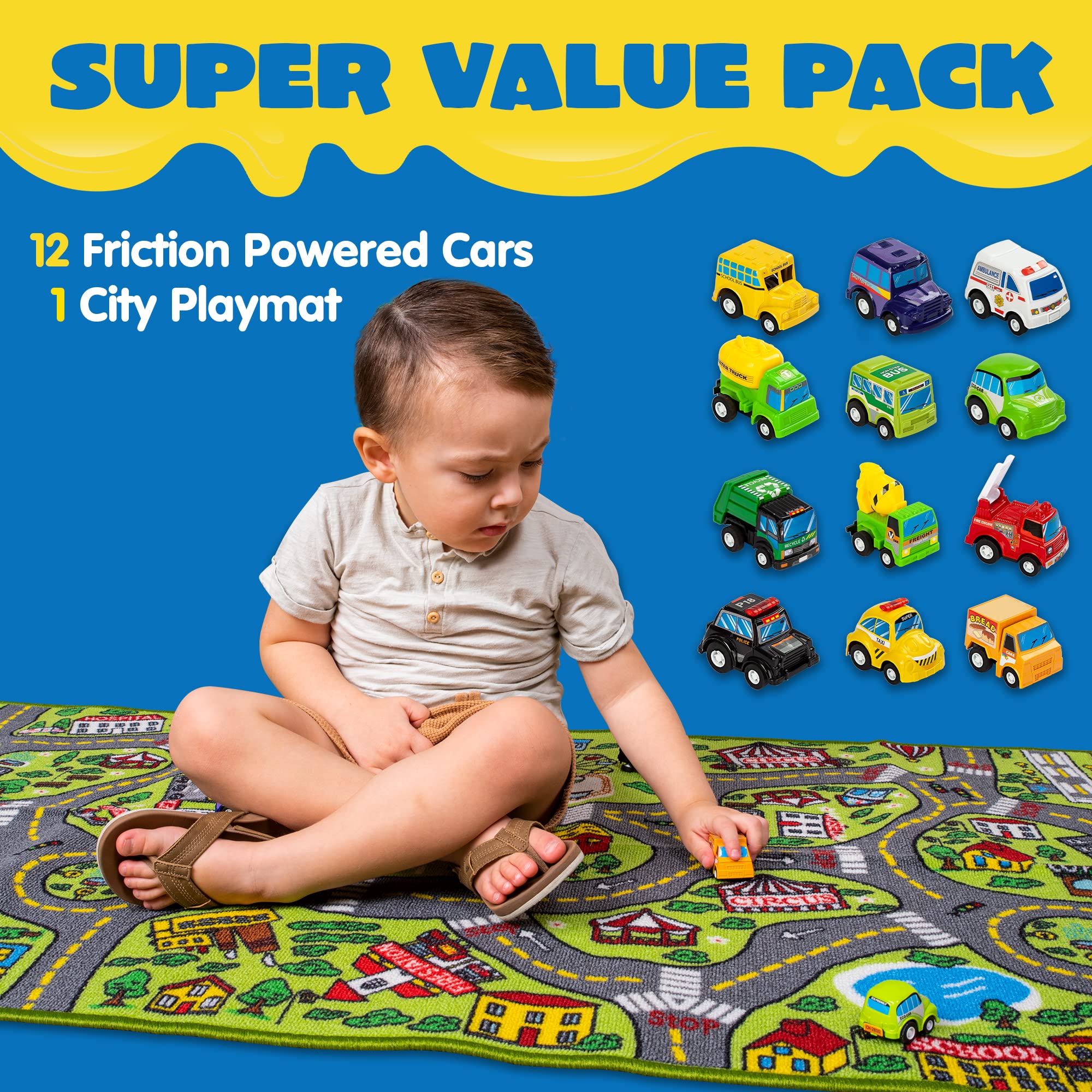 Toy Rug JOYIN Kids Play Rugs - 12 Pull-Back Vehicle - Play Mats - JOYIN - Baby ...