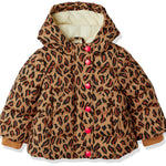 Amazon Essentials Baby Girls' Heavyweight Hooded Puffer Coat, Water-Resistant, Camel Cheetah Print, 12 Months