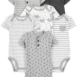 Simple Joys by Carter's Baby 6-pack Short-sleeve Embellished Bodysuit, black/white, 0-3 Months