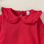 Magic Park 12M-6Y Baby Girl Long Sleeve Blouse Toddler Ruffle T-Shirt Kid Solid Color Tee Casual Tops Winter Clothes (24 Months, Long Red)