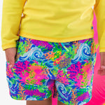 RUGGEDBUTTS Boys UPF50+ Stretch Neon Swim Trunks - Neon Ocean Coral, 3-6m
