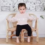 VISGOGO Toddler Baby Girl Sweater Bow Embroidery Warm Knitted Long Sleeves Pullover Infant Knitwear for Toddler (Pink, 3-4 Years)
