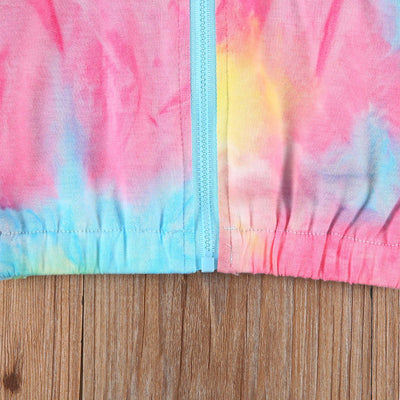 Emmababy Tie Dye Sweatshirt Jacket Baby Girl Hoodie Zipper Long Sleeve Rainbow Print Coat Toddler Hooded Zip Up Outerwear (Colorful, 9-12 Months)