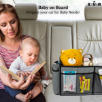 XEVAR Baby Diaper Caddy Organizer with Changing Mat - Portable Car Caddy for Newborn Essentials, Diapers & Wipes, Perfect for Baby Shower and New Mom | Oxford Fabric, Grey