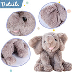 Hopearl Adorable Plush Calf Elephant Toy Floppy Elephish Ultra Soft Stuffed Animal for Boys Girls Kids Toddlers, Gray, 9''