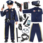 Joycover Police Officer Costume for Kids - Deluxe Police Costume for Kids with Accessories, Kids Halloween Costumes for Boys Girls, Cop Costume Role Play Kit for Halloween Career Day-L…
