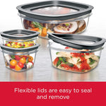 Rubbermaid 28-Piece Clear/Grey Food Storage Containers, Premium Snap Bases, and Various Size Lids, Perfect for Meal Prep, Leftovers, and Dishwasher Safe