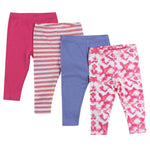 Hanes Baby Leggings, Ultimate Flexy Knit Pants Boys & Girls, 3-Pack, Pink/Purple, 0-6 Months