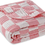 Ultra Soft Muslin Baby Blanket,A Versatile Swaddle and Bed Blanket for Babies, Toddlers, Boys, and Girls (1 Coffee Checkered 1 Pack).