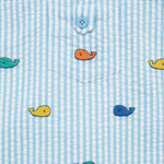 Little Me Clothes for Baby Boys' Whales Sunsuit and Hat, Blue Whales, 9 Months