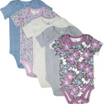 HonestBaby baby-girls 5-pack Short Sleeve Bodysuits One-piece 100% Organic Cotton for Infant Baby Girls