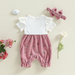YINGISFITM Newborn Baby Girl Clothes Summer Short Sleeve Romper Floral Bow Short Jumpsuit Infant Cute Outfits (Pink, 3-6 Months)