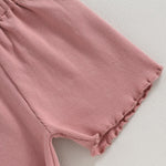 Kupretty 2Pcs Toddlers Baby Girls Summer Clothes Set Ruffle Ribbed Short Sleeves T-Shirt Tops Shorts Comfy Outfits (Pink, 18-24 Months)