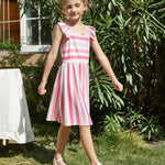 PATPAT 3 Packs Girl Toddler Dresses Sleeveless Flamingo Striped Toddler Summer Casual Dresses 18-24 Months Multicoloured