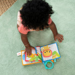 Bright Starts Safari Buddies Soft Book, Crinkle Plush Pages with Lion, Monkey, Elephant & More, Baby's First Book, Unisex, Ages 0+
